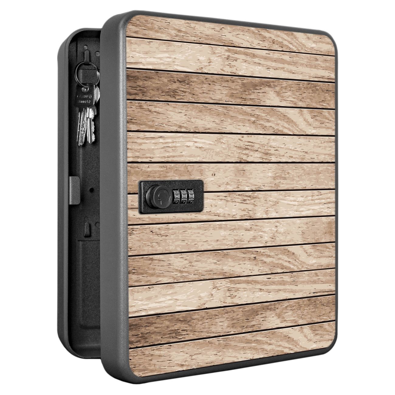 Schlüsselkasten abschließbar Motiv Blasse Holzlatten Groß