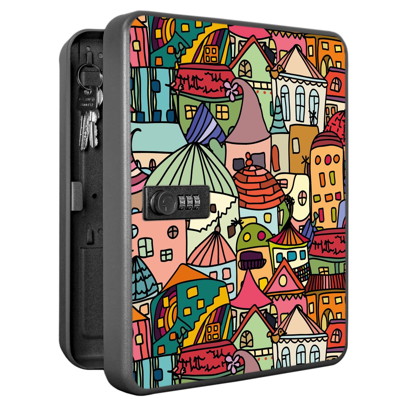 Schlüsselkasten abschließbar Motiv Funky Town Groß