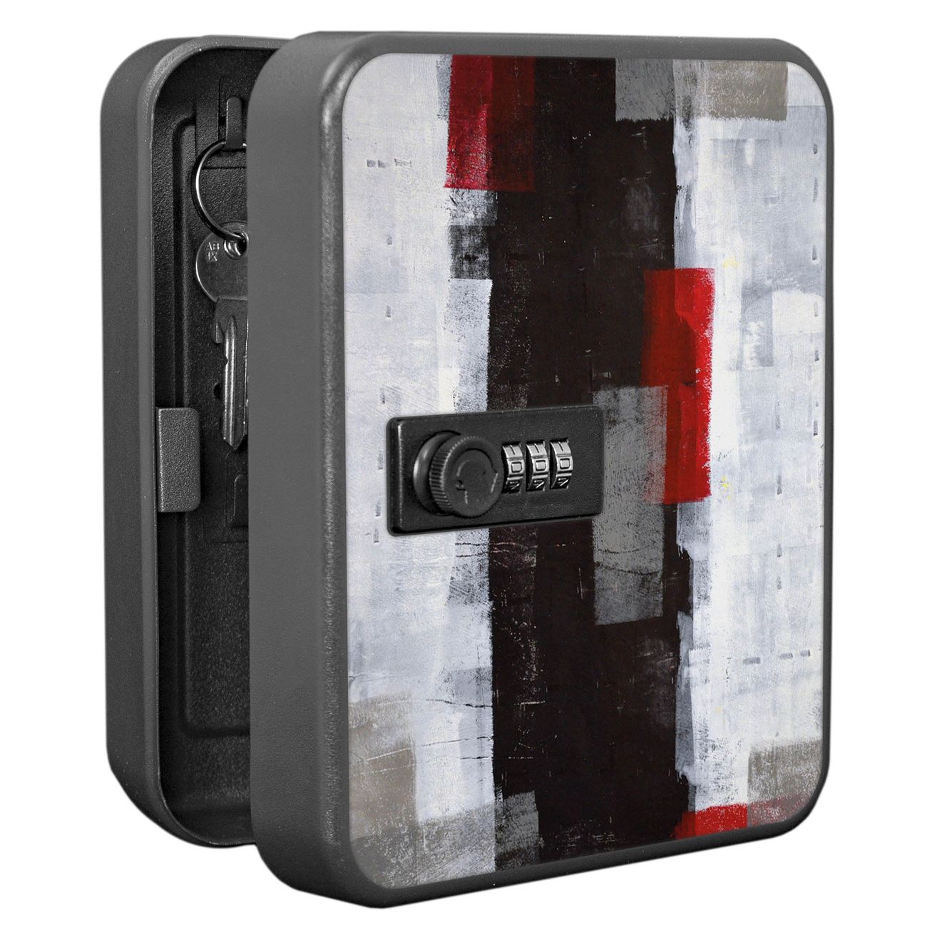 Schlüsselkasten abschließbar Motiv Abstrakt Rot Klein