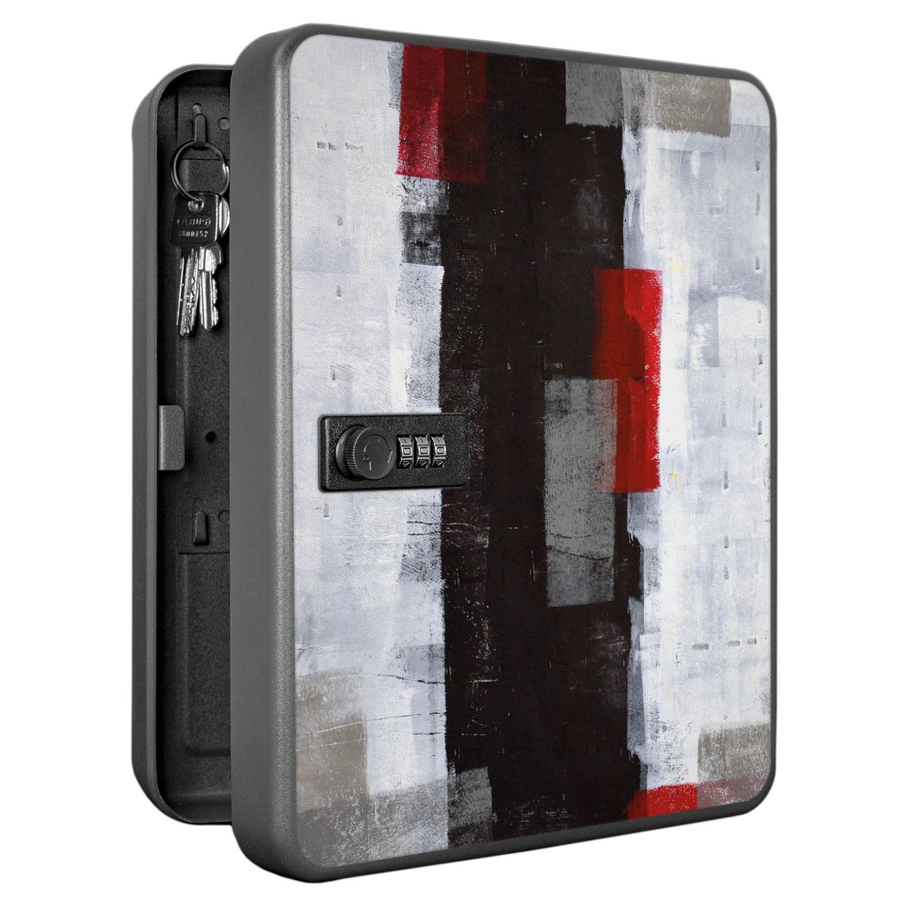 Schlüsselkasten abschließbar Motiv Abstrakt Rot Groß
