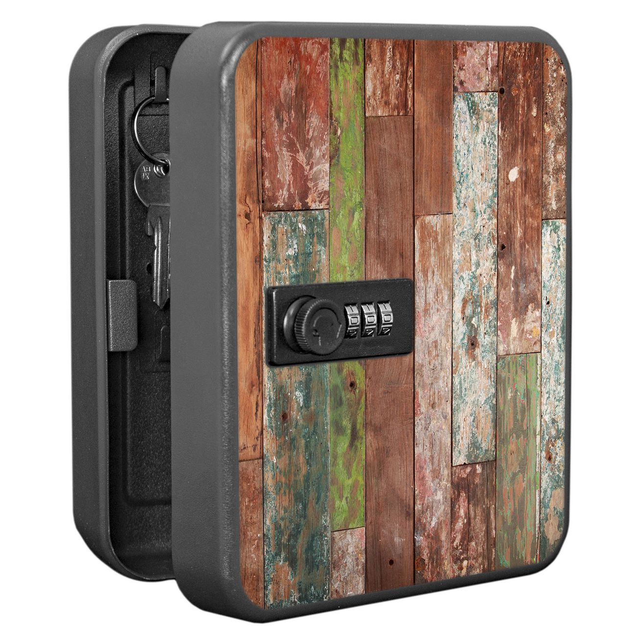 Schlüsselkasten abschließbar Motiv Buntes Holz Klein