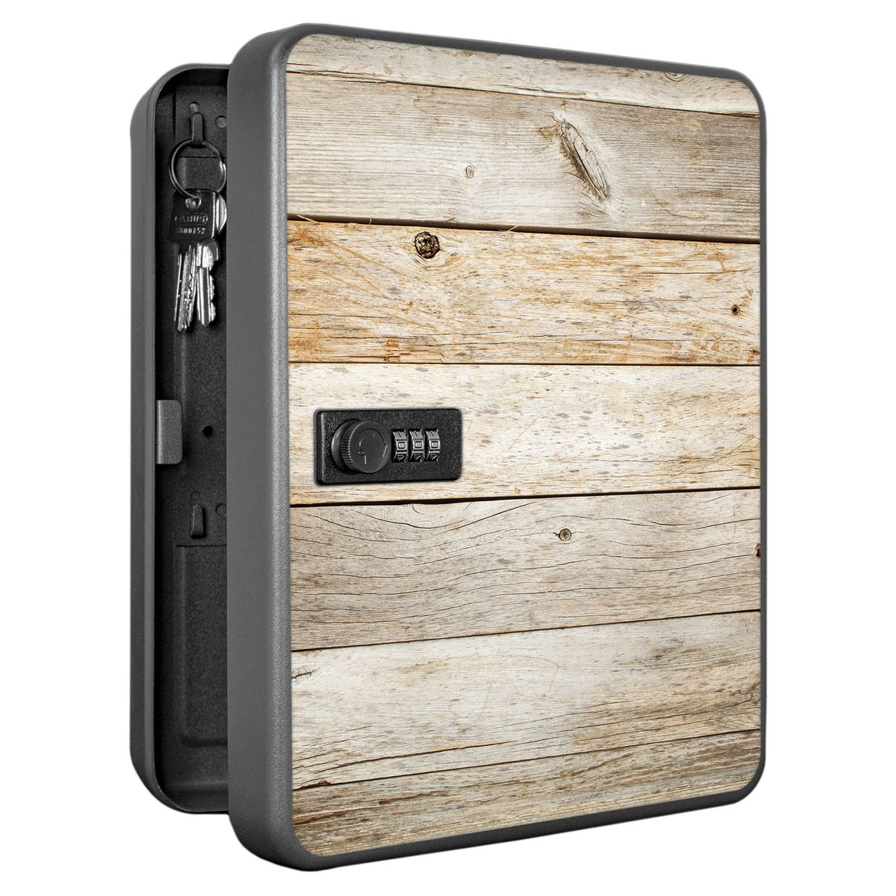 Schlüsselkasten abschließbar Motiv Graues Holz Groß