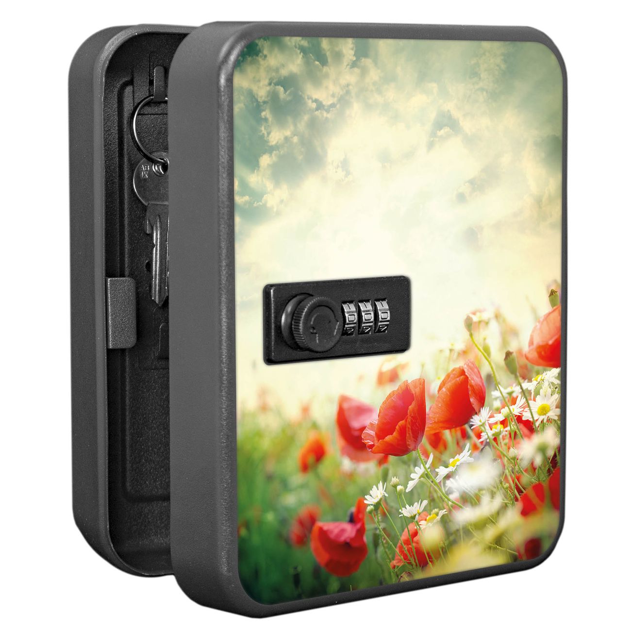 Schlüsselkasten abschließbar Motiv Kamille Und Mohn Klein