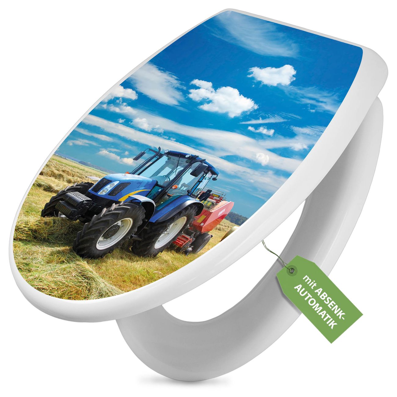 banjado Klobrille mit Absenkautomatik kaufen, Toilettendeckel weiss ohne Kindersitz, Leichte Montage und Dämpfungsverschluss, Motiv Traktor