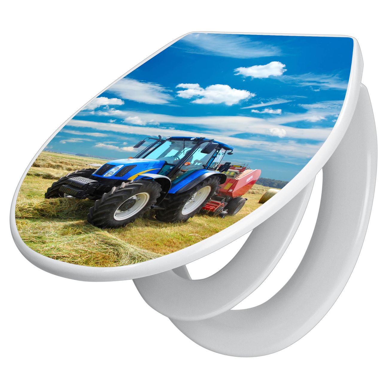 banjado Klobrille mit Absenkautomatik kaufen, Toilettendeckel weiss mit Kindersitz, Leichte Montage und Dämpfungsverschluss, Motiv Traktor