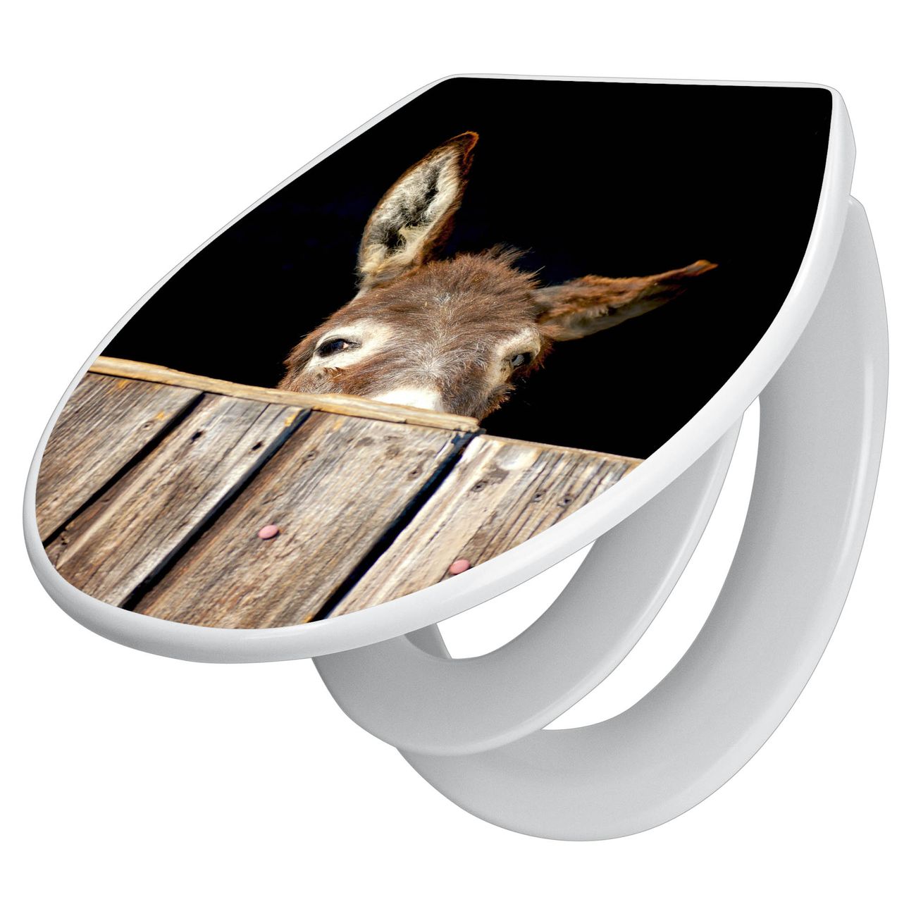 banjado Klobrille mit Absenkautomatik kaufen, Toilettendeckel weiss mit Kindersitz, Leichte Montage und Dämpfungsverschluss, Motiv Esel