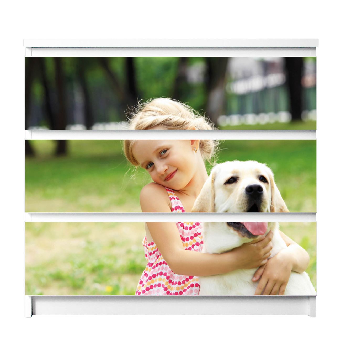 banjado selbstklebende Möbelfolie für IKEA MALM Kommode für 3 Schubladen Schubladen, Schrankfolien mit Motiv Eigenes Bild, Möbelfolie Malm für Kinderzimmer