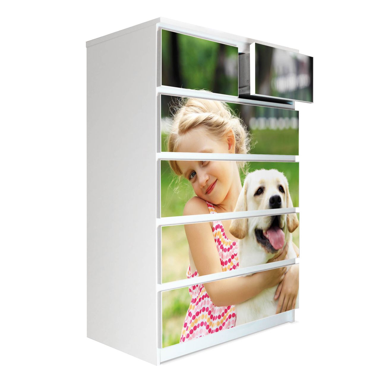 banjado selbstklebende Möbelfolie für IKEA MALM Kommode für 6 Schubladen Schubladen, Schrankfolien mit Motiv Eigenes Bild, Möbelfolie Malm für Kinderzimmer