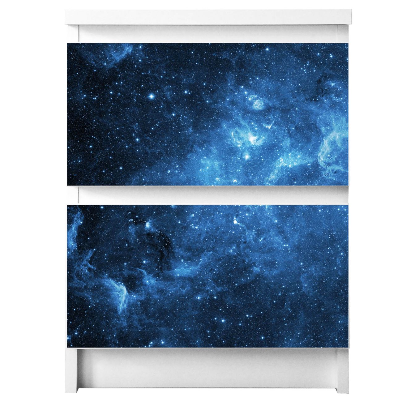 banjado selbstklebende Möbelfolie für IKEA MALM Kommode für 2 Schubladen Schubladen, Schrankfolien mit Motiv Universum, Möbelfolie Malm für Kinderzimmer