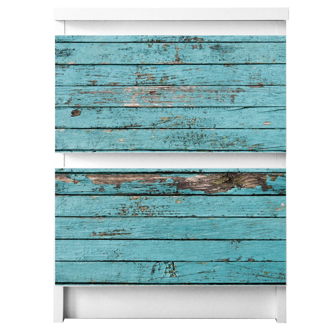 banjado selbstklebende Möbelfolie für IKEA MALM Kommode für 2 Schubladen Schubladen, Schrankfolien mit Motiv Holz Blau, Möbelfolie Malm für Kinderzimmer