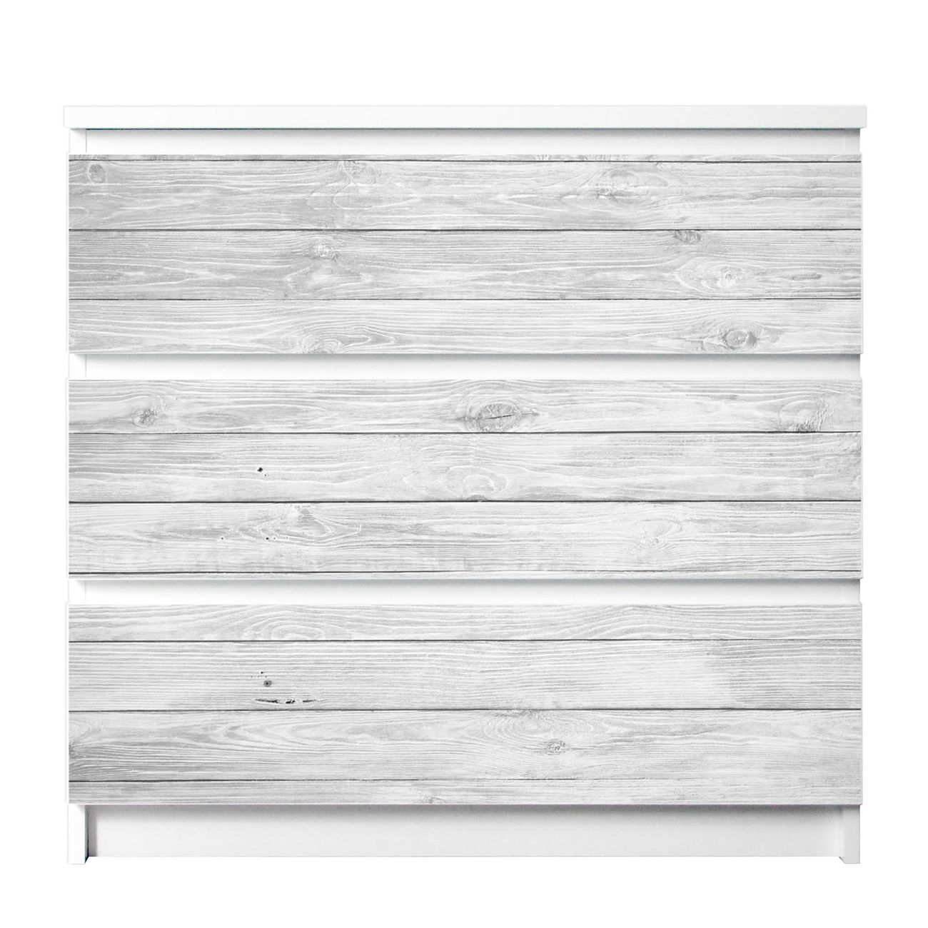 banjado selbstklebende Möbelfolie für IKEA MALM Kommode für 3 Schubladen Schubladen, Schrankfolien mit Motiv Weiß Gebeizt, Möbelfolie Malm für Kinderzimmer