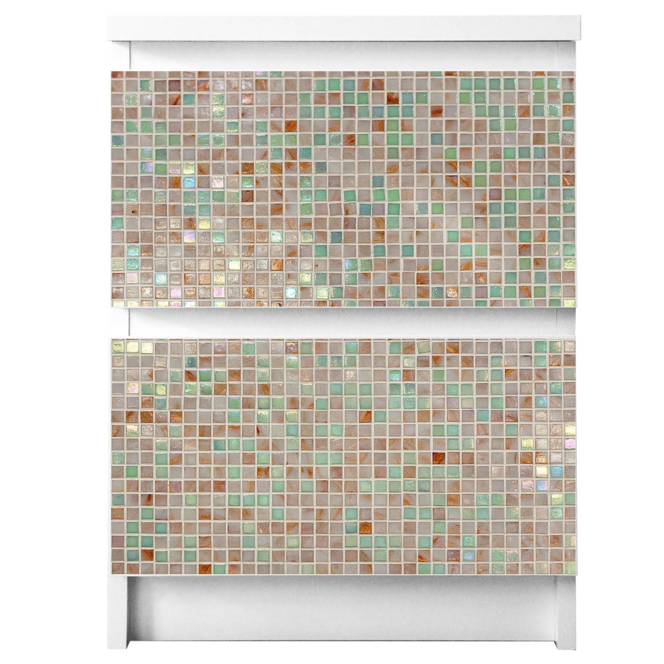 banjado selbstklebende Möbelfolie für IKEA MALM Kommode für 2 Schubladen Schubladen, Schrankfolien mit Motiv Grüne Fliesen, Möbelfolie Malm für Kinderzimmer