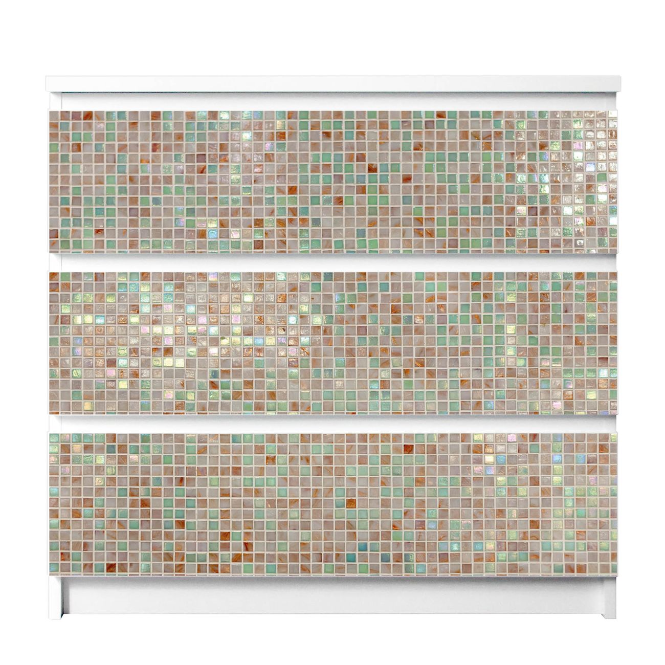 banjado selbstklebende Möbelfolie für IKEA MALM Kommode für 3 Schubladen Schubladen, Schrankfolien mit Motiv Grüne Fliesen, Möbelfolie Malm für Kinderzimmer