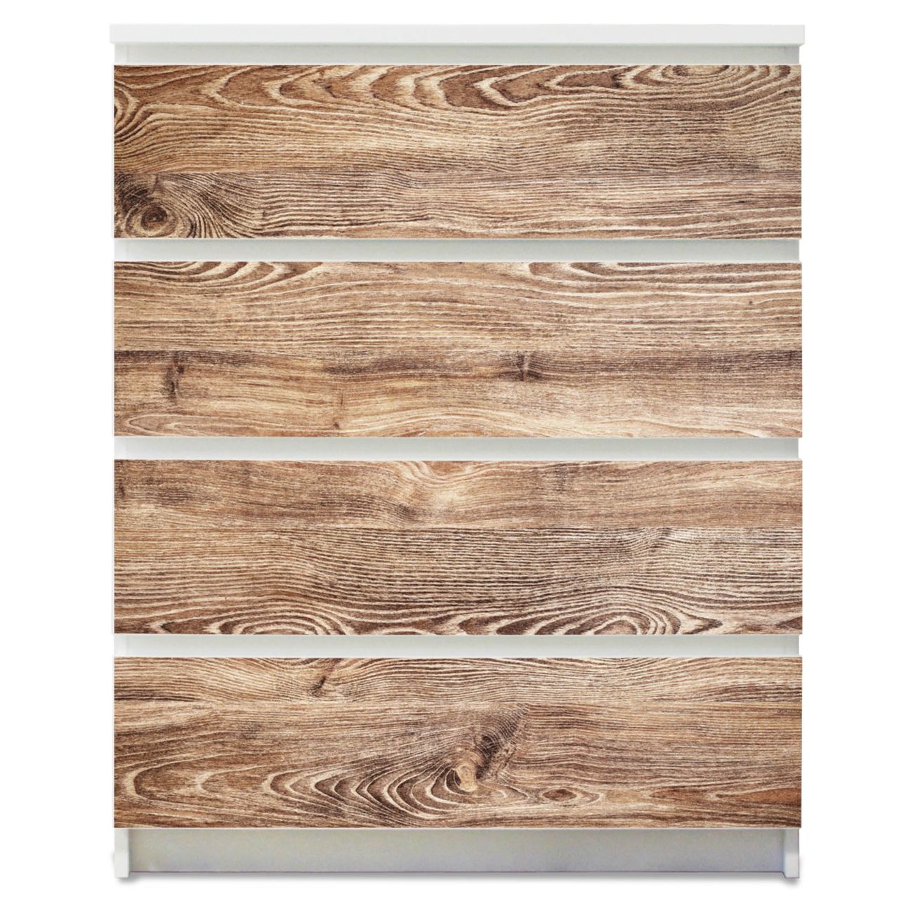 banjado selbstklebende Möbelfolie für IKEA MALM Kommode für 4 Schubladen Schubladen, Schrankfolien mit Motiv Maserung, Möbelfolie Malm für Kinderzimmer