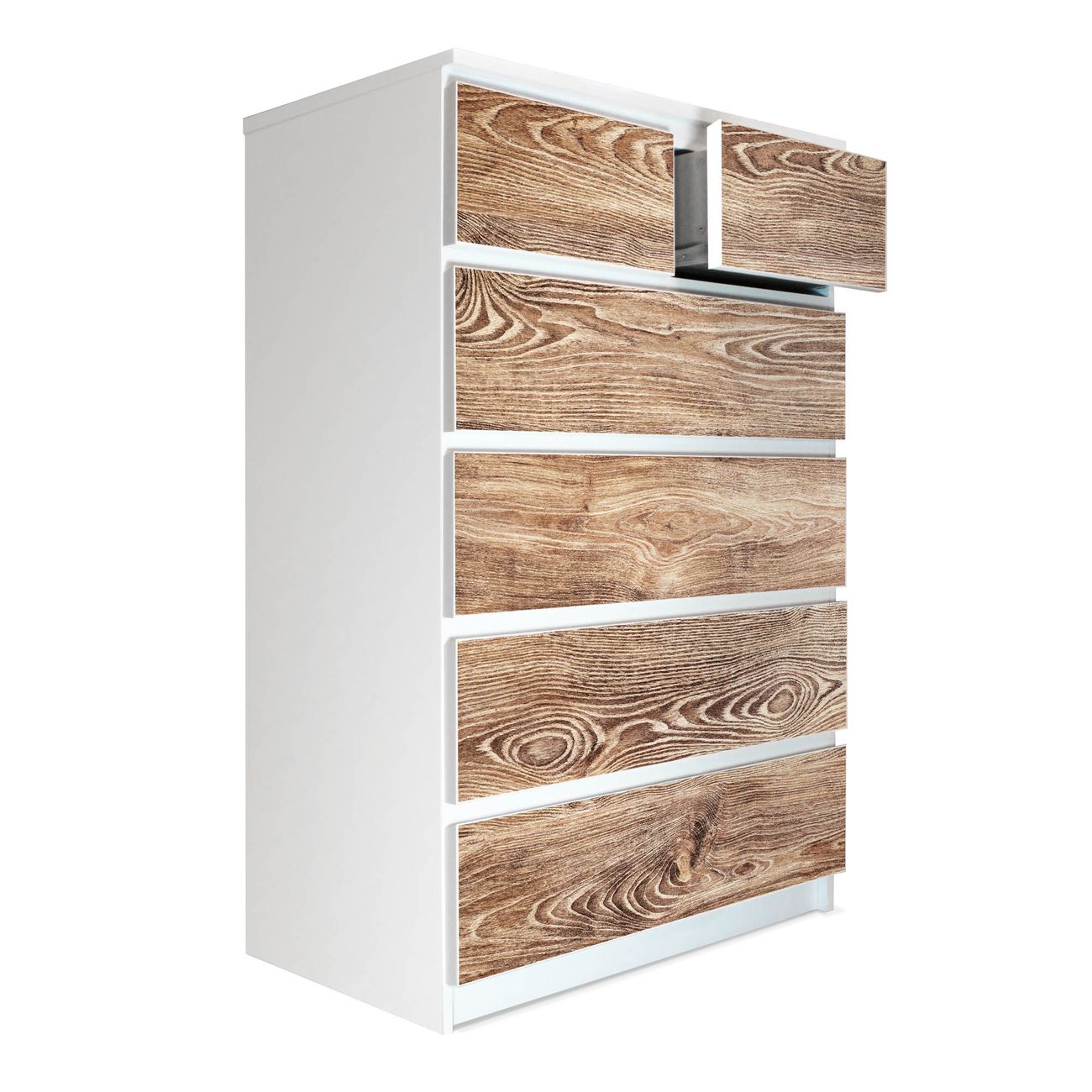 banjado selbstklebende Möbelfolie für IKEA MALM Kommode für 6 Schubladen Schubladen, Schrankfolien mit Motiv Maserung, Möbelfolie Malm für Kinderzimmer