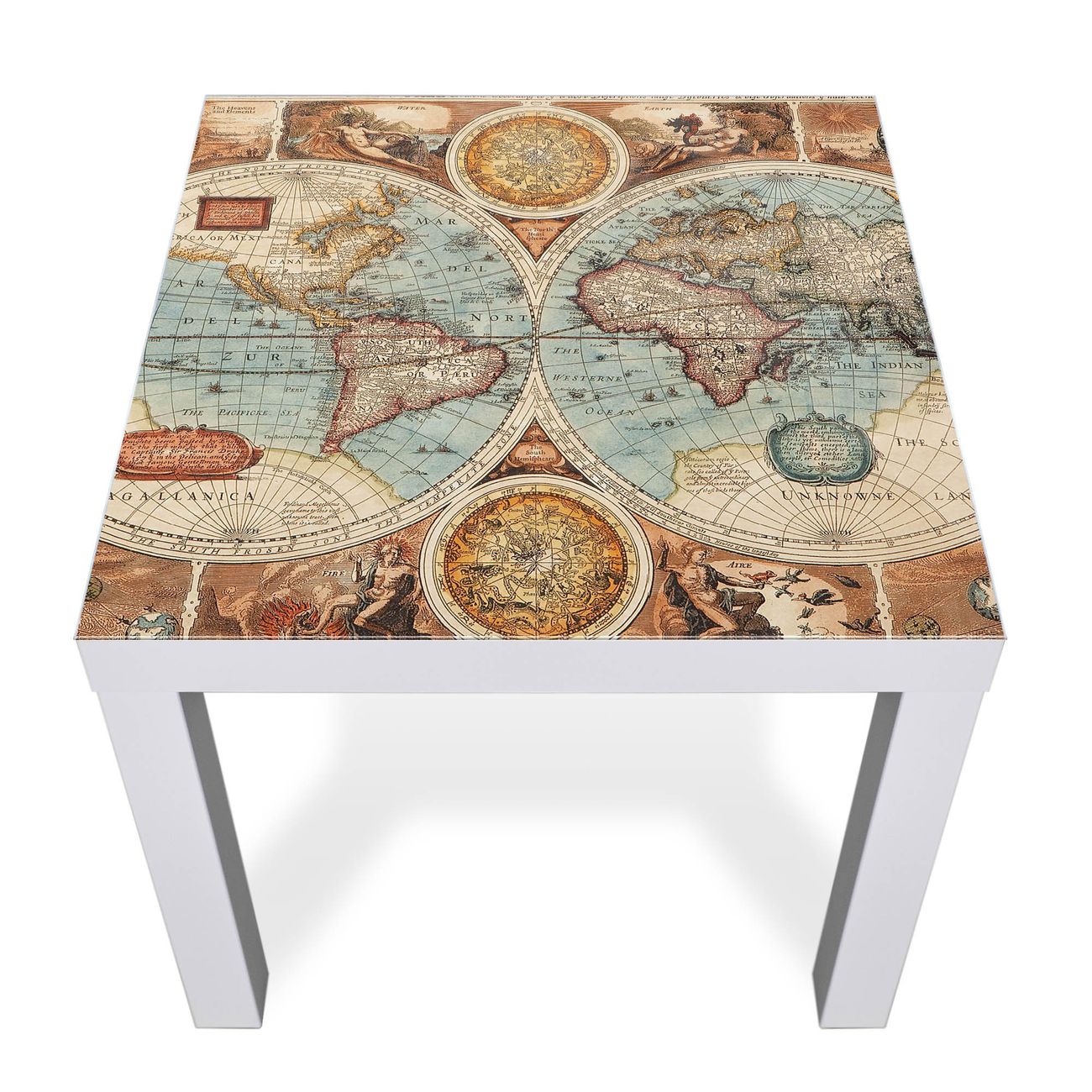 Glas Abdeckplatte IKEA LACK Historische Weltkarte