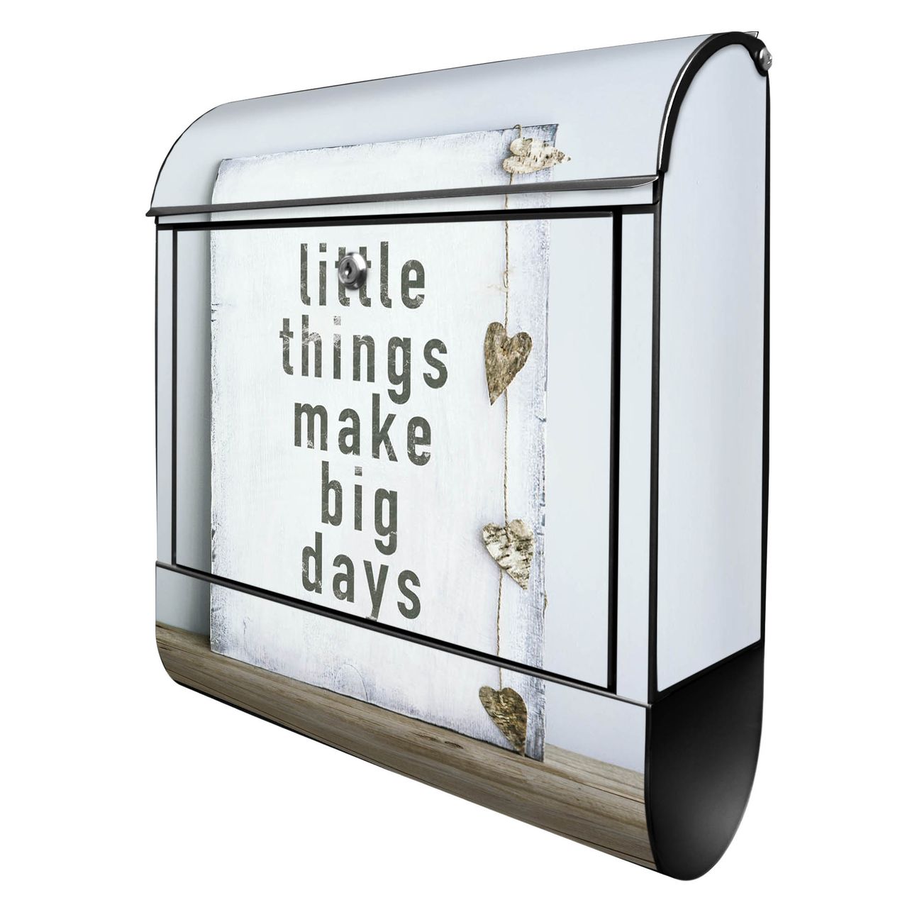 banjado Briefkasten groß schwarz kaufen mit Motiv Little Things 38x47x13cm - mit Zeitungsfach pulverbeschichtet - 2 Schlüssel - mit Montageanleitung