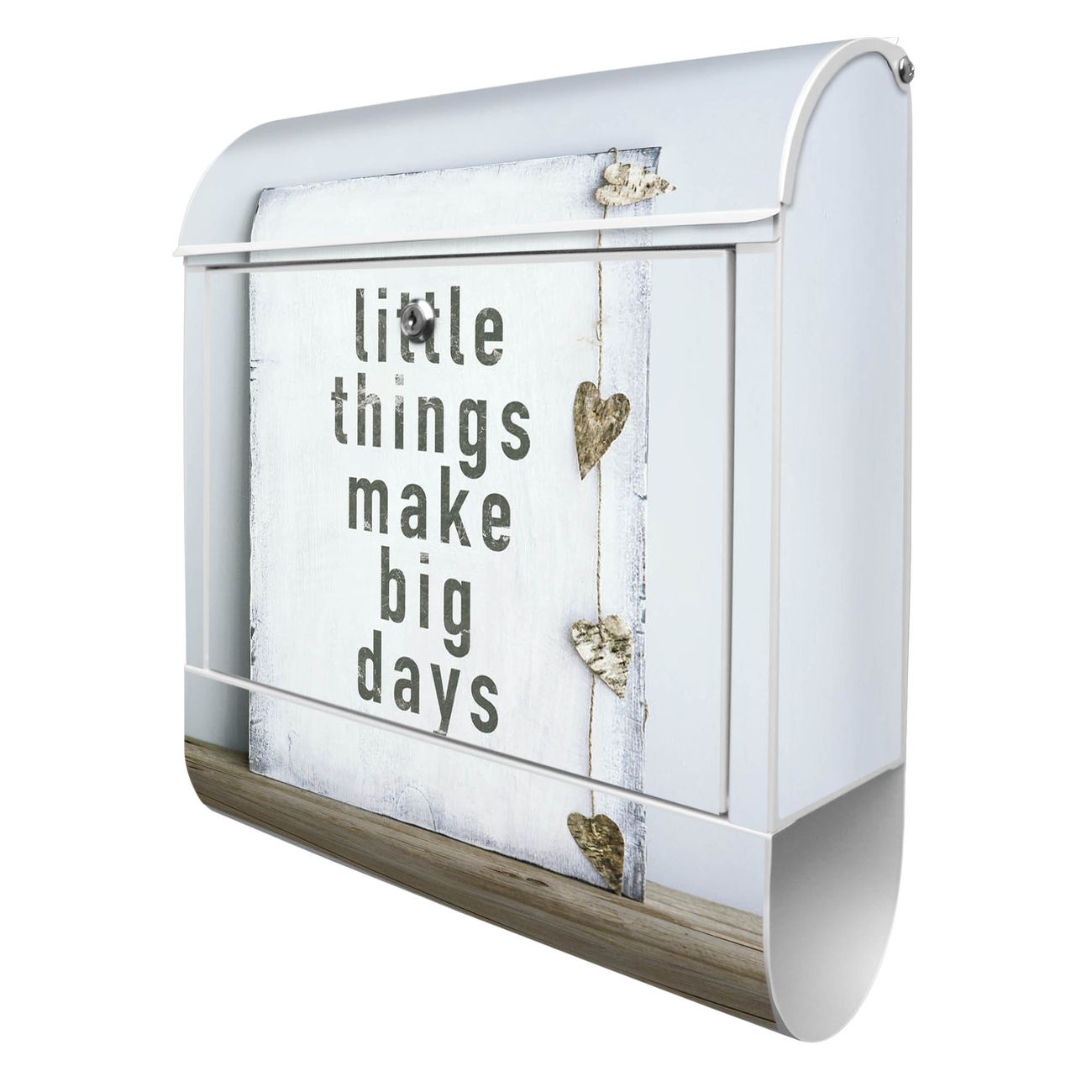 banjado Briefkasten groß weiß kaufen mit Motiv Little Things 38x47x13cm - mit Zeitungsfach pulverbeschichtet - 2 Schlüssel - mit Montageanleitung