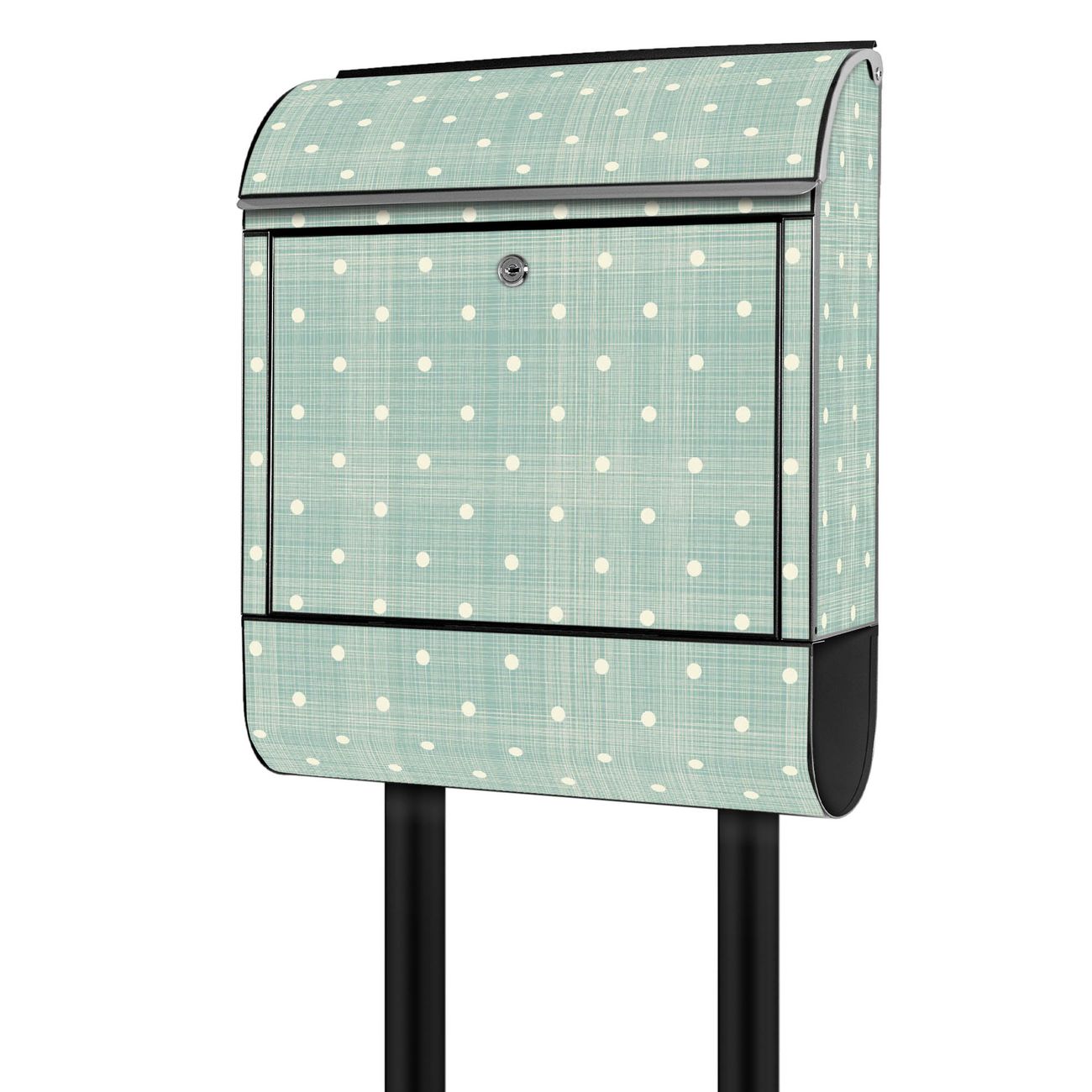 banjado Standbriefkasten groß mit Motiv Punkte Lindgrün 38x161,5x16cm - inkl Zeitungsfach, 2 Schlüssel und Montageanleitung - pulverbeschichtet