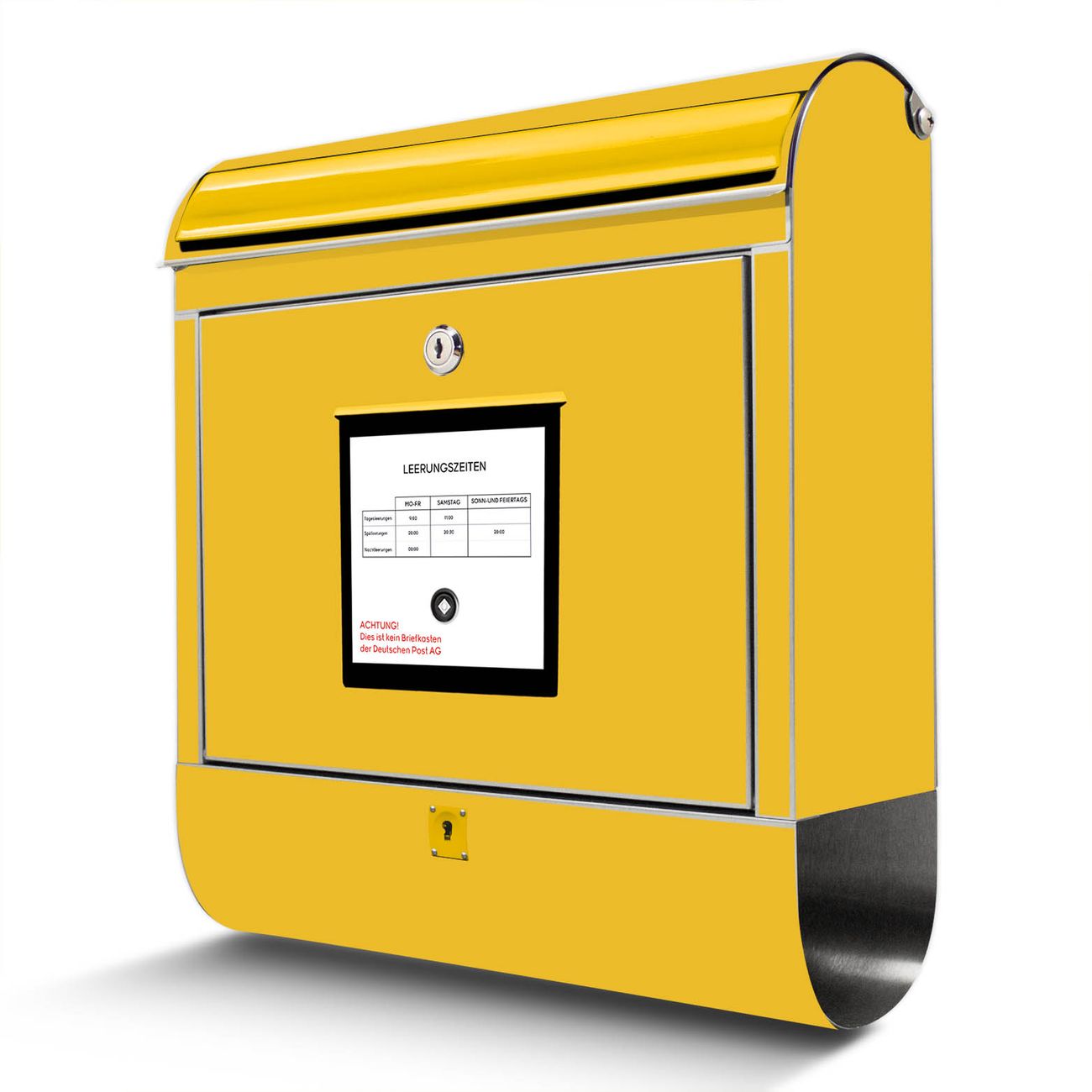 banjado Edelstahl Briefkasten mit Zeitungsfach, personalisiert mit Motiv Postkasten 38x43x12,5cm, Wandbriefkasten ausgefallen bunt inkl. Montagematerial