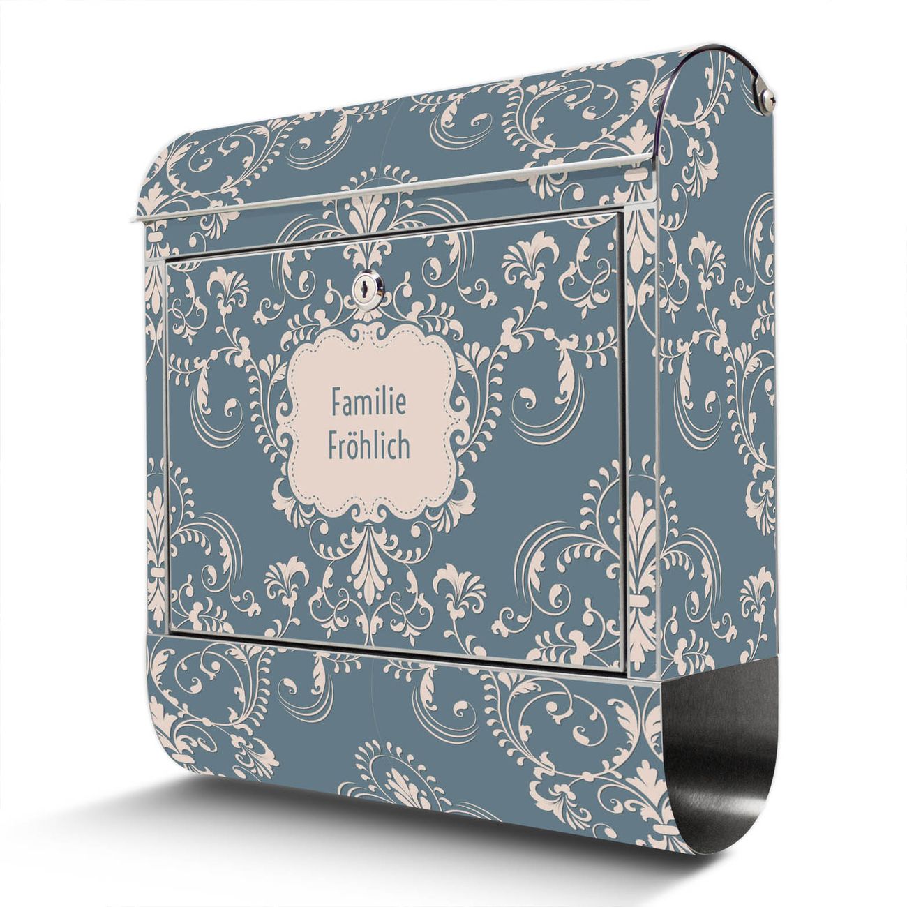 banjado Großer Briefkasten aus rostfreiem Edelstahl Motiv Royal Blau 38x43x12,5cm - rostfreier 18/0 Edelstahl - inkl. Montagematerial, 2 Schlüssel