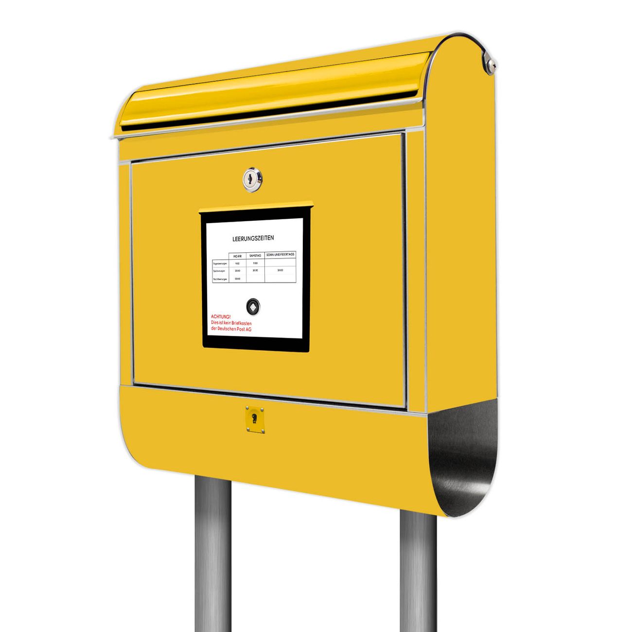 banjado Edelstahl Standbriefkasten personalisiert mit Motiv Postkasten 38x161,5x14cm - Wandbriefkasten ausgefallen bunt inkl. Montagematerial