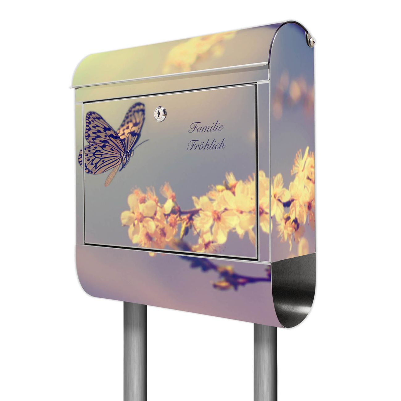 banjado Edelstahl Standbriefkasten personalisiert mit Motiv Tag Im Mai 38x161,5x14cm - Wandbriefkasten ausgefallen bunt inkl. Montagematerial