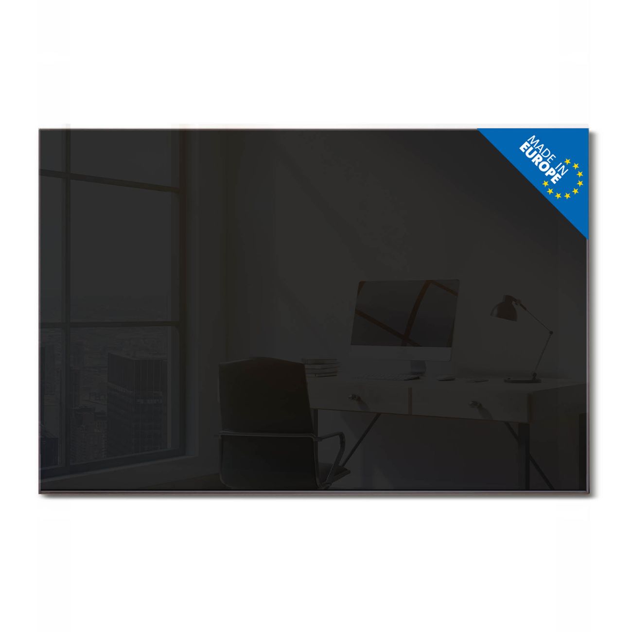 banjado Glas Magnettafel Farbe Tiefschwarz 45 x 30 cm rahmenlos & hochwertig, Querformat, magnetisch & beschreibbar, 4mm starkes ESG Glas