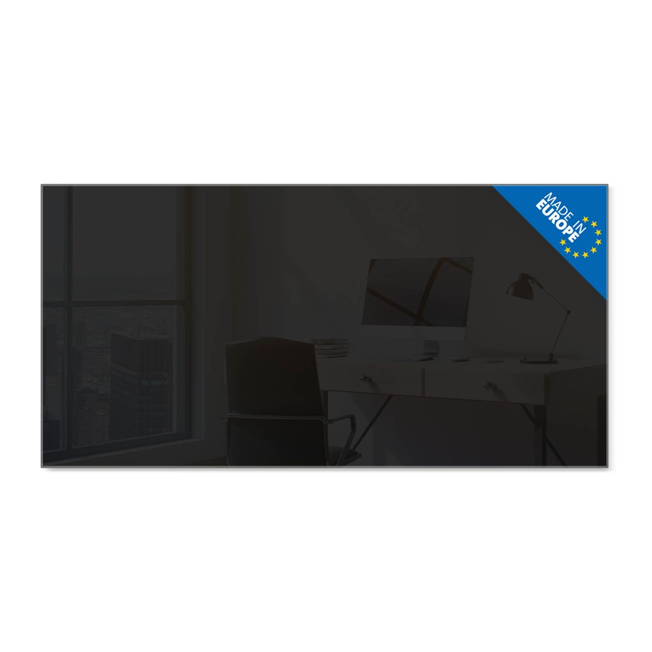 banjado Glas Magnettafel Farbe Tiefschwarz 110 x 55 cm rahmenlos & hochwertig, Querformat, magnetisch & beschreibbar, 4mm starkes ESG Glas