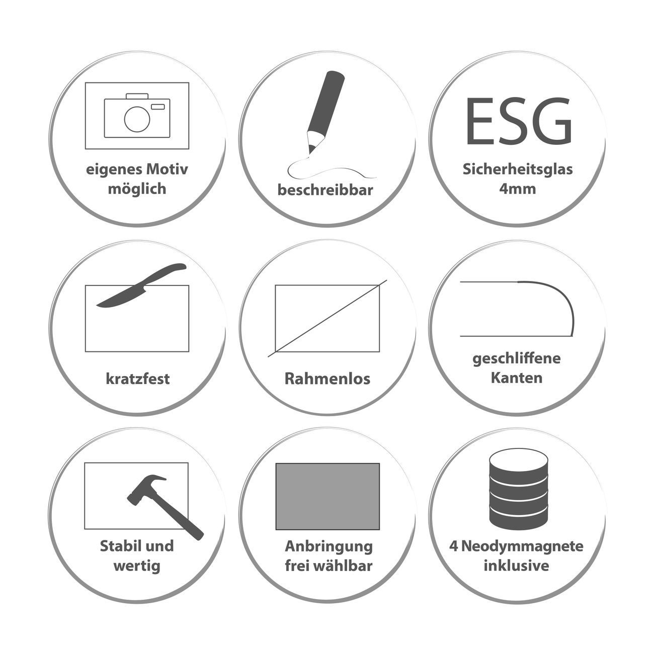 banjado Glas Magnettafel Türkis 70 x 70 cm rahmenlos & hochwertig, Quadratisch, magnetisch & beschreibbar, 4mm starkes ESG Glas