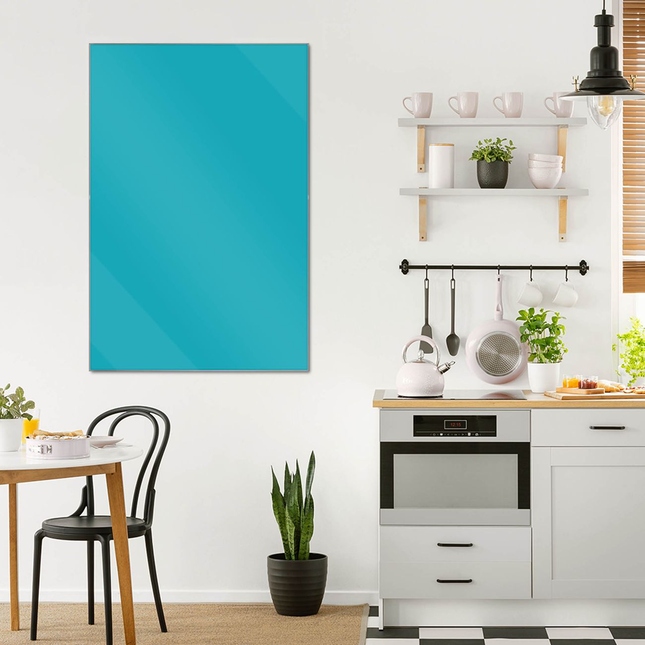 banjado Glas Wandbild 50 x 75 cm im Hochformat Türkis, hochwertig & farbbrilliant, rahmenlose & individuelle Aufhängung, 4mm starkes ESG Glas