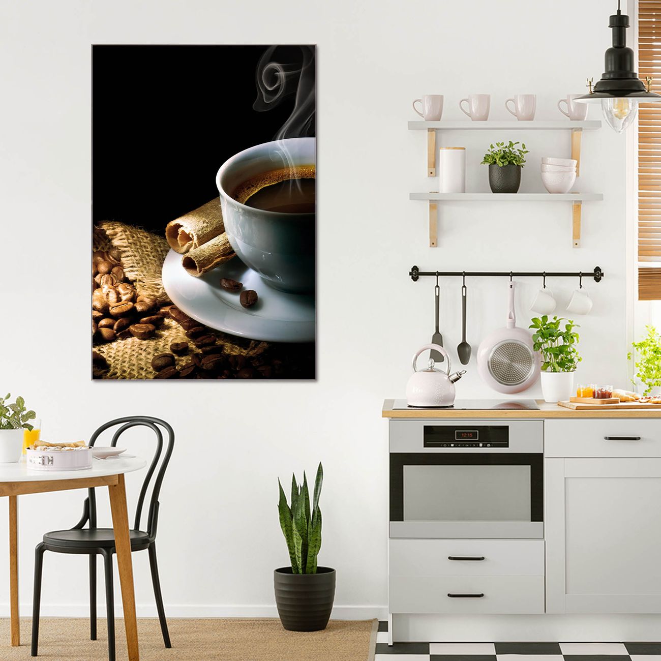 banjado Glas Wandbild 60 x 90 cm im Hochformat Hot Coffee, hochwertig & farbbrilliant, rahmenlose & individuelle Aufhängung, 4mm starkes ESG Glas