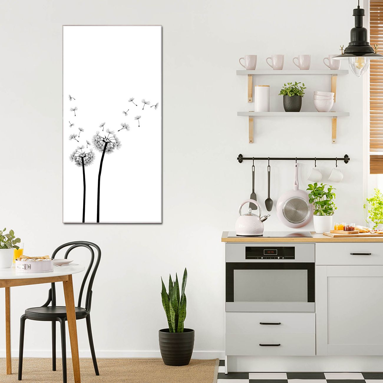banjado Glas Wandbild 80 x 120 cm im Hochformat Pusteblume 2, hochwertig & farbbrilliant, rahmenlose & individuelle Aufhängung, 4mm starkes ESG Glas