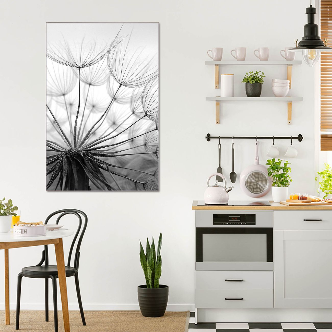 banjado Glas Wandbild  im Hochformat Pusteblume, hochwertig & farbbrilliant, rahmenlose & individuelle Aufhängung, 4mm starkes ESG Glas