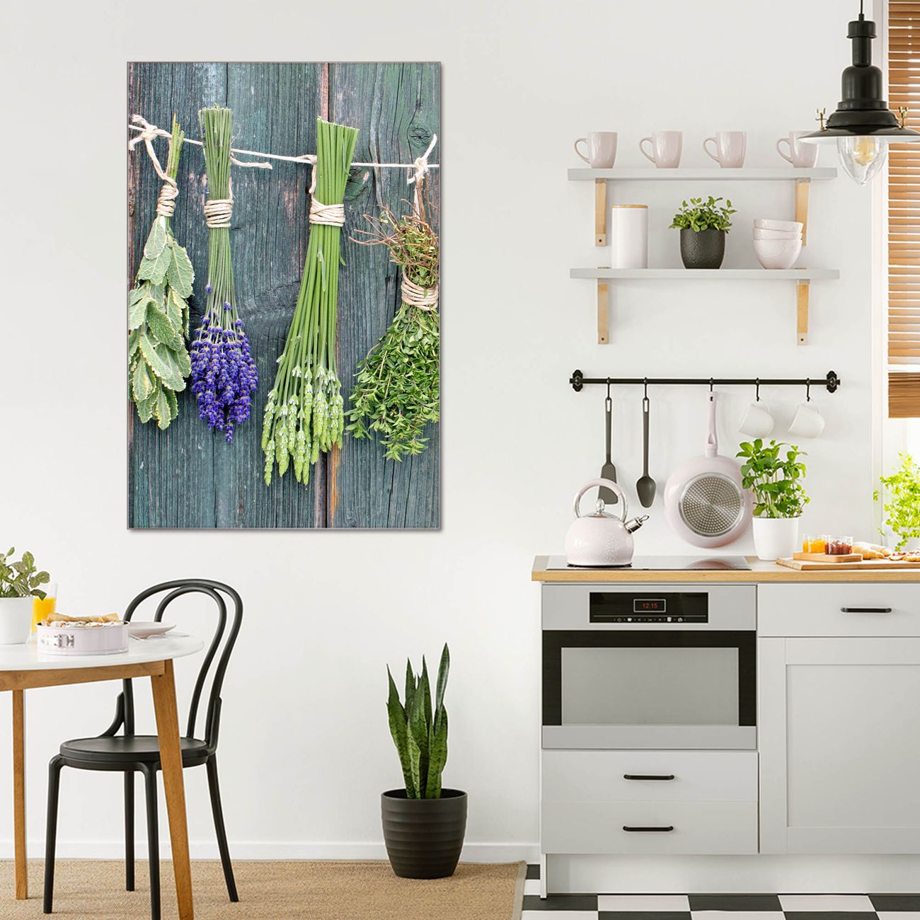 banjado Glas Wandbild 60 x 90 cm im Hochformat Acht Kräuter, hochwertig & farbbrilliant, rahmenlose & individuelle Aufhängung, 4mm starkes ESG Glas