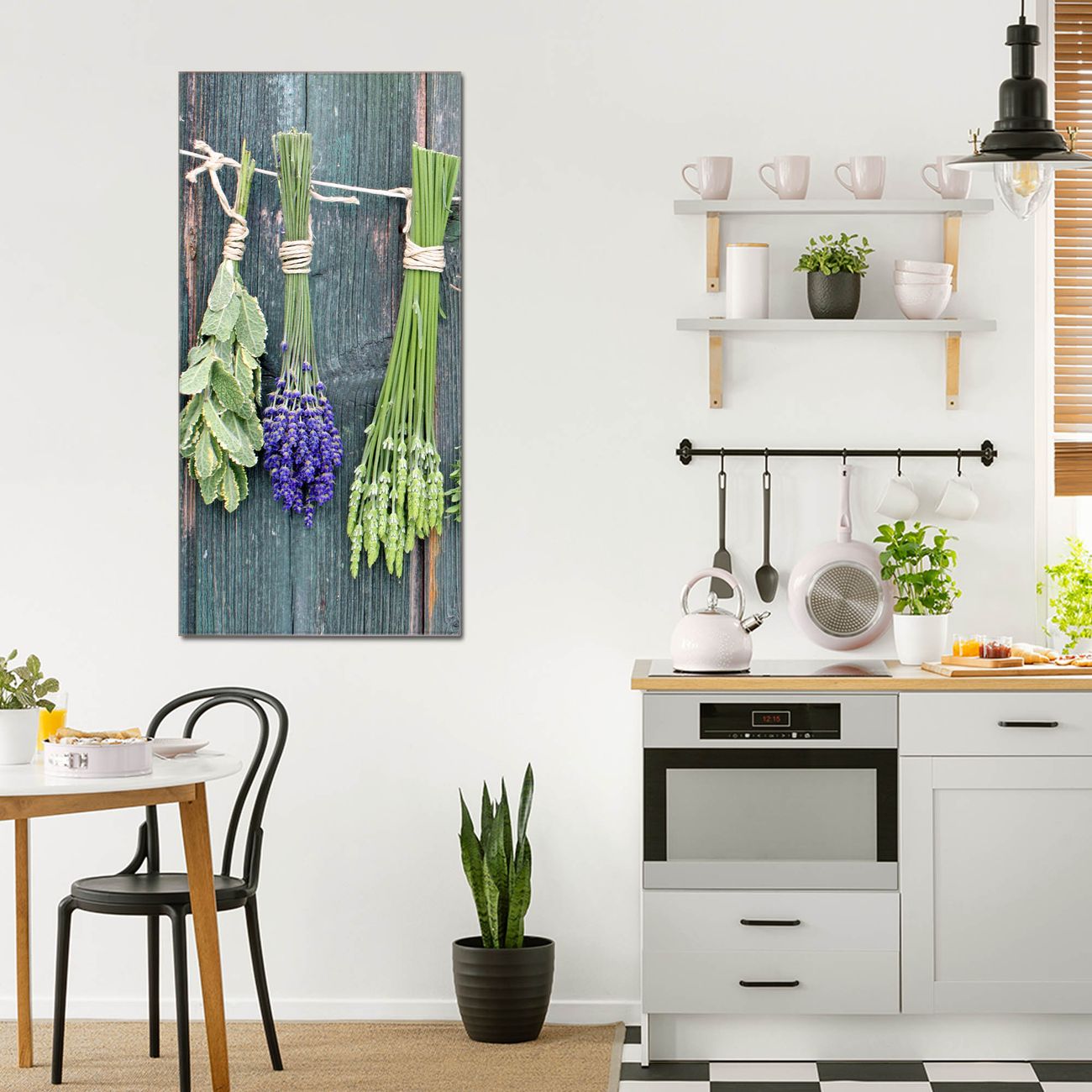 banjado Glas Wandbild 80 x 120 cm im Hochformat Acht Kräuter, hochwertig & farbbrilliant, rahmenlose & individuelle Aufhängung, 4mm starkes ESG Glas