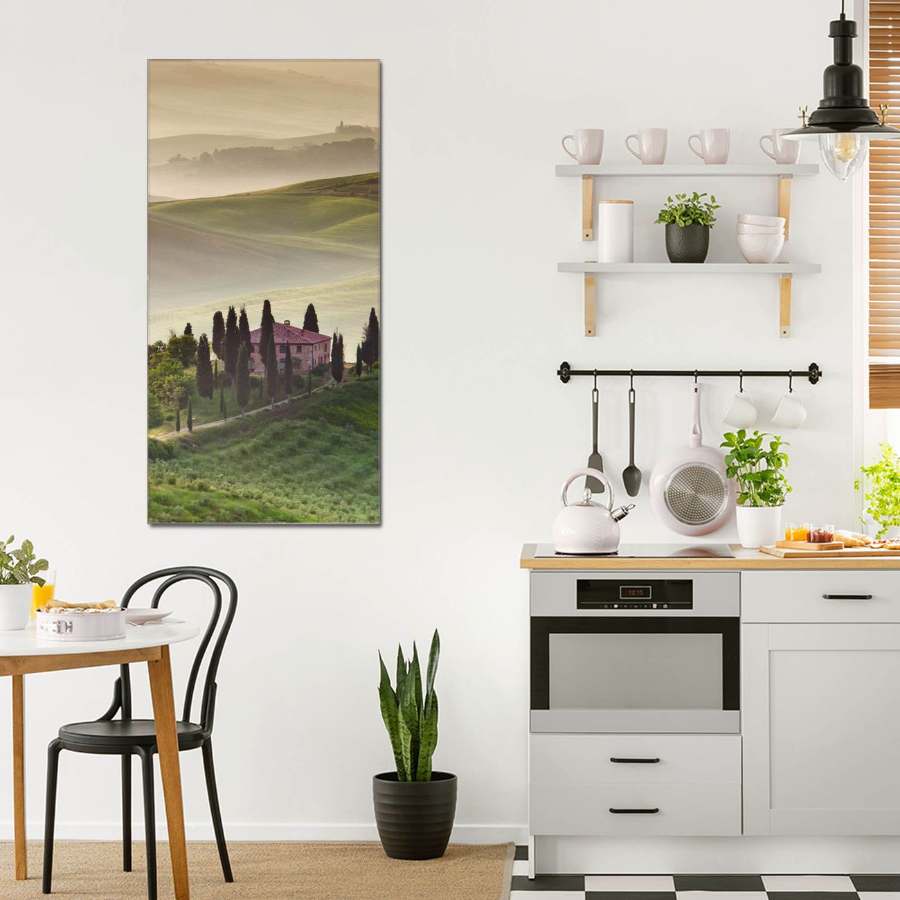 banjado Glas Wandbild 55 x 110 cm im Hochformat Toscana, hochwertig & farbbrilliant, rahmenlose & individuelle Aufhängung, 4mm starkes ESG Glas