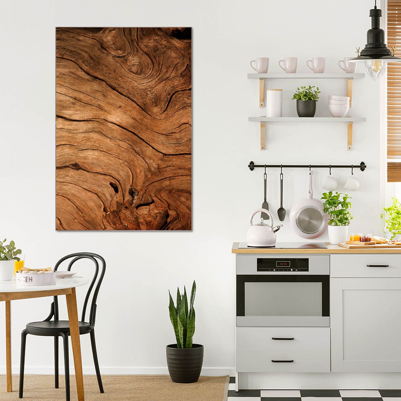 banjado Glas Wandbild 50 x 75 cm im Hochformat Holzmaserung, hochwertig & farbbrilliant, rahmenlose & individuelle Aufhängung, 4mm starkes ESG Glas