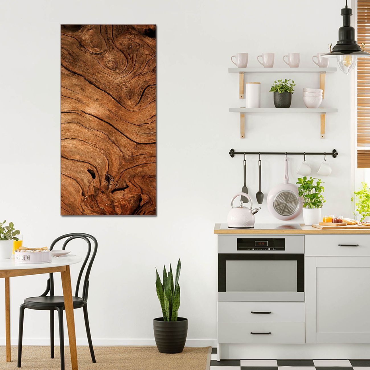 banjado Glas Wandbild 55 x 110 cm im Hochformat Holzmaserung, hochwertig & farbbrilliant, rahmenlose & individuelle Aufhängung, 4mm starkes ESG Glas