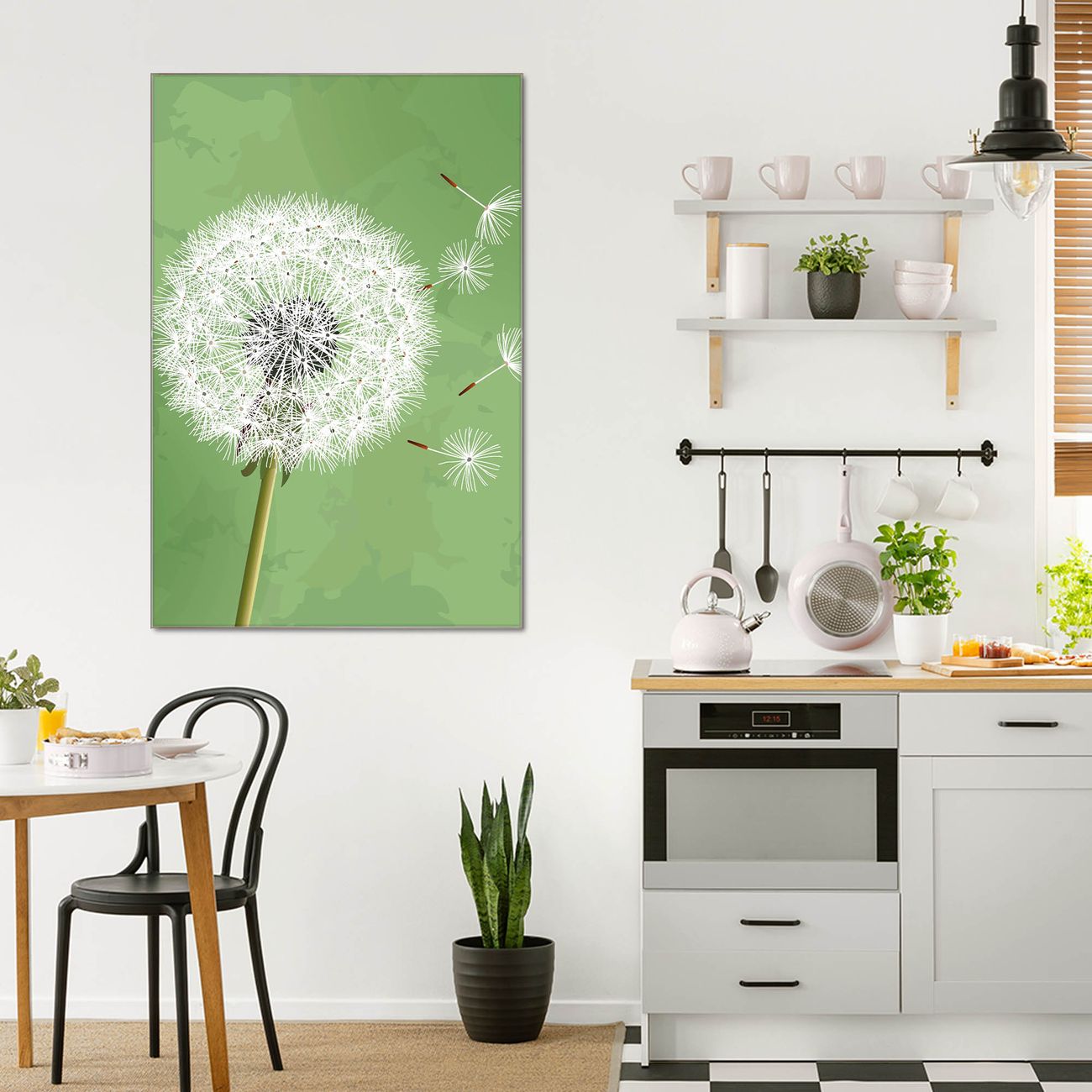 banjado Glas Wandbild  im Hochformat Pusteblume 3, hochwertig & farbbrilliant, rahmenlose & individuelle Aufhängung, 4mm starkes ESG Glas