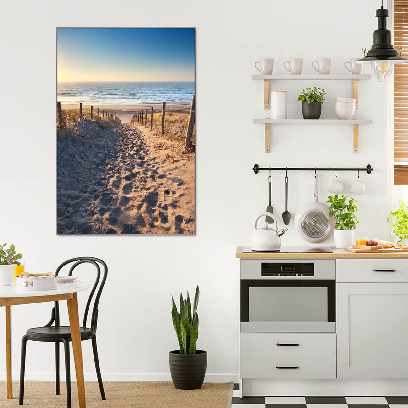 banjado Glas Wandbild 50 x 75 cm im Hochformat Nordseestrand, hochwertig & farbbrilliant, rahmenlose & individuelle Aufhängung, 4mm starkes ESG Glas