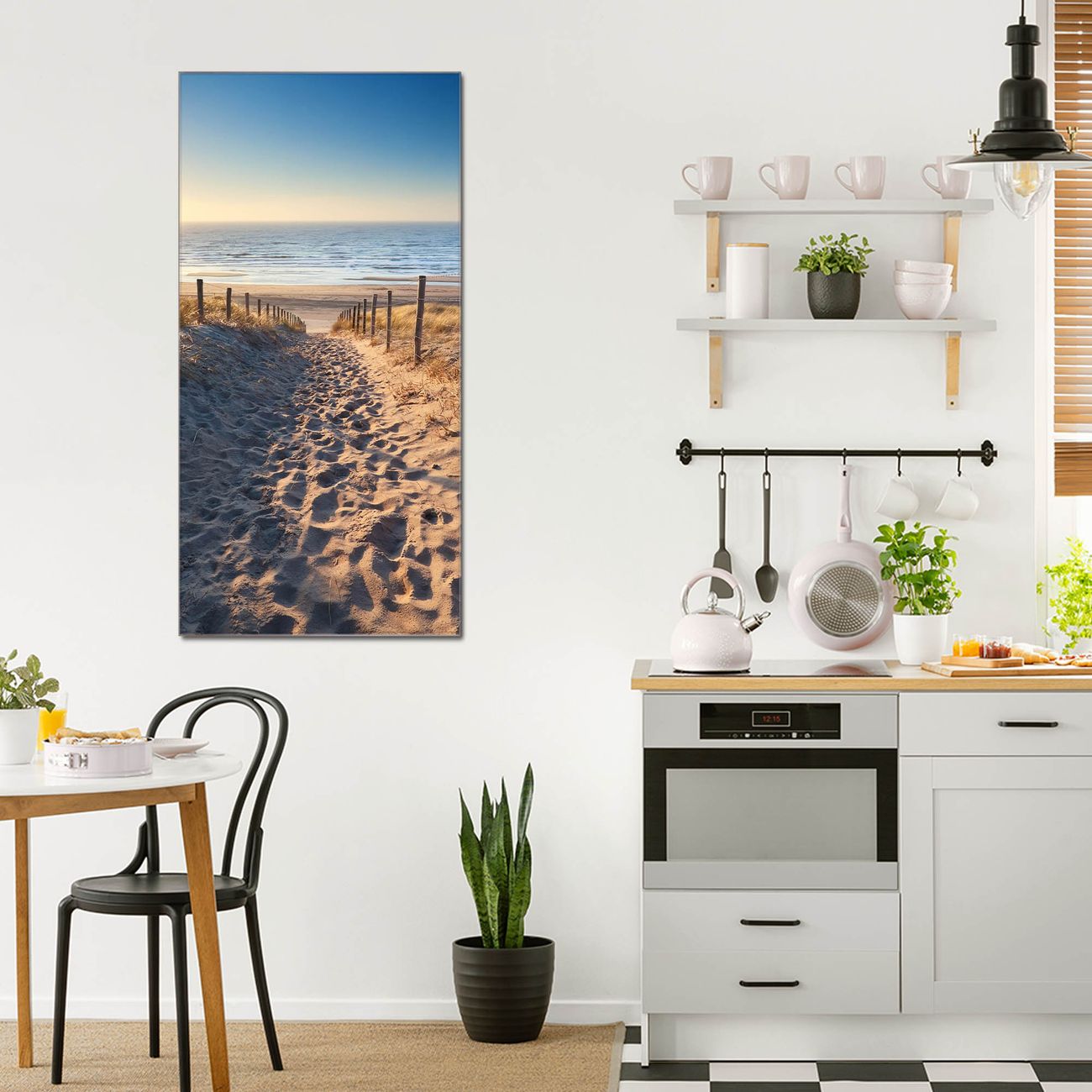 banjado Glas Wandbild 55 x 110 cm im Hochformat Nordseestrand, hochwertig & farbbrilliant, rahmenlose & individuelle Aufhängung, 4mm starkes ESG Glas