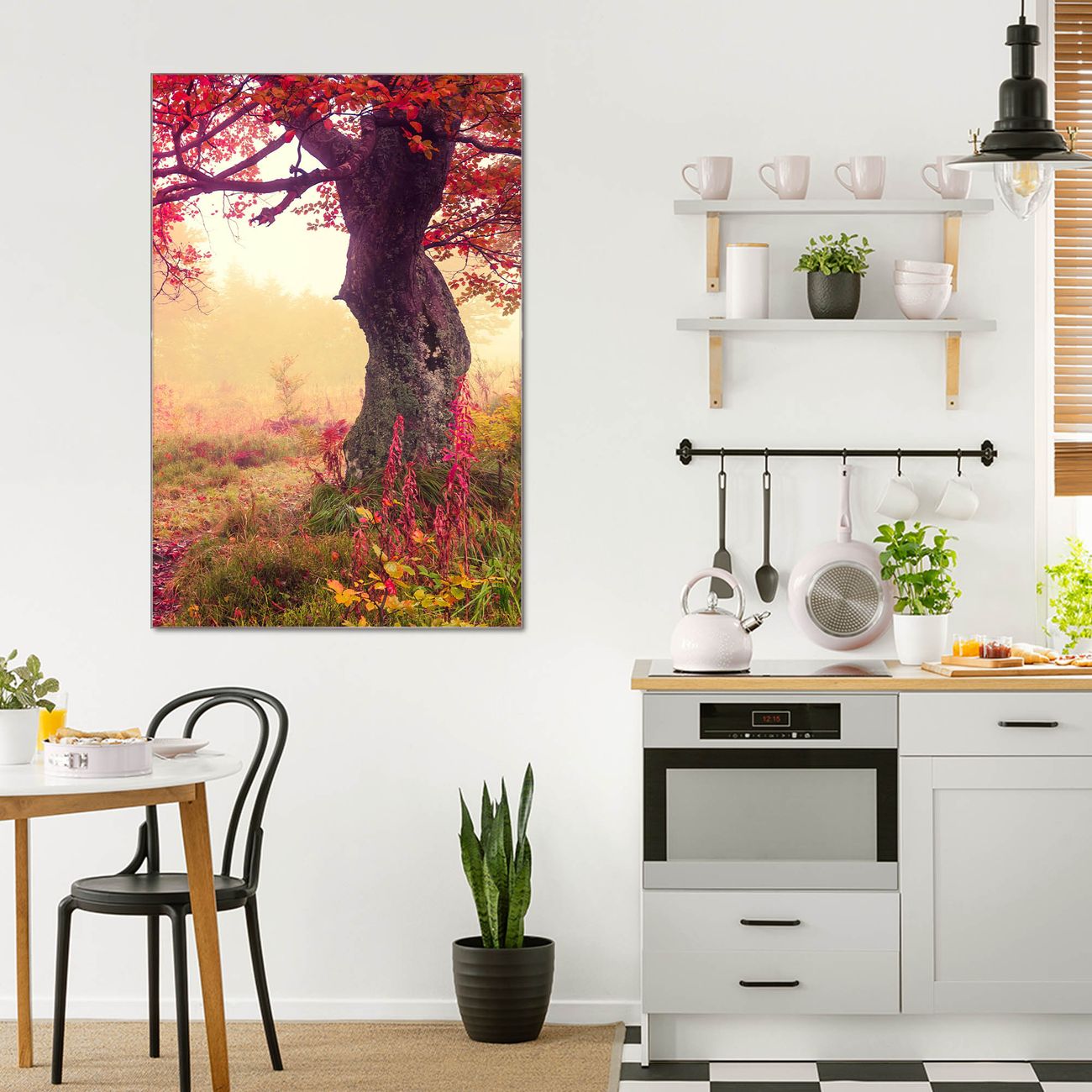 banjado Glas Wandbild 50 x 100 cm im Hochformat Baun Herbst, hochwertig & farbbrilliant, rahmenlose & individuelle Aufhängung, 4mm starkes ESG Glas