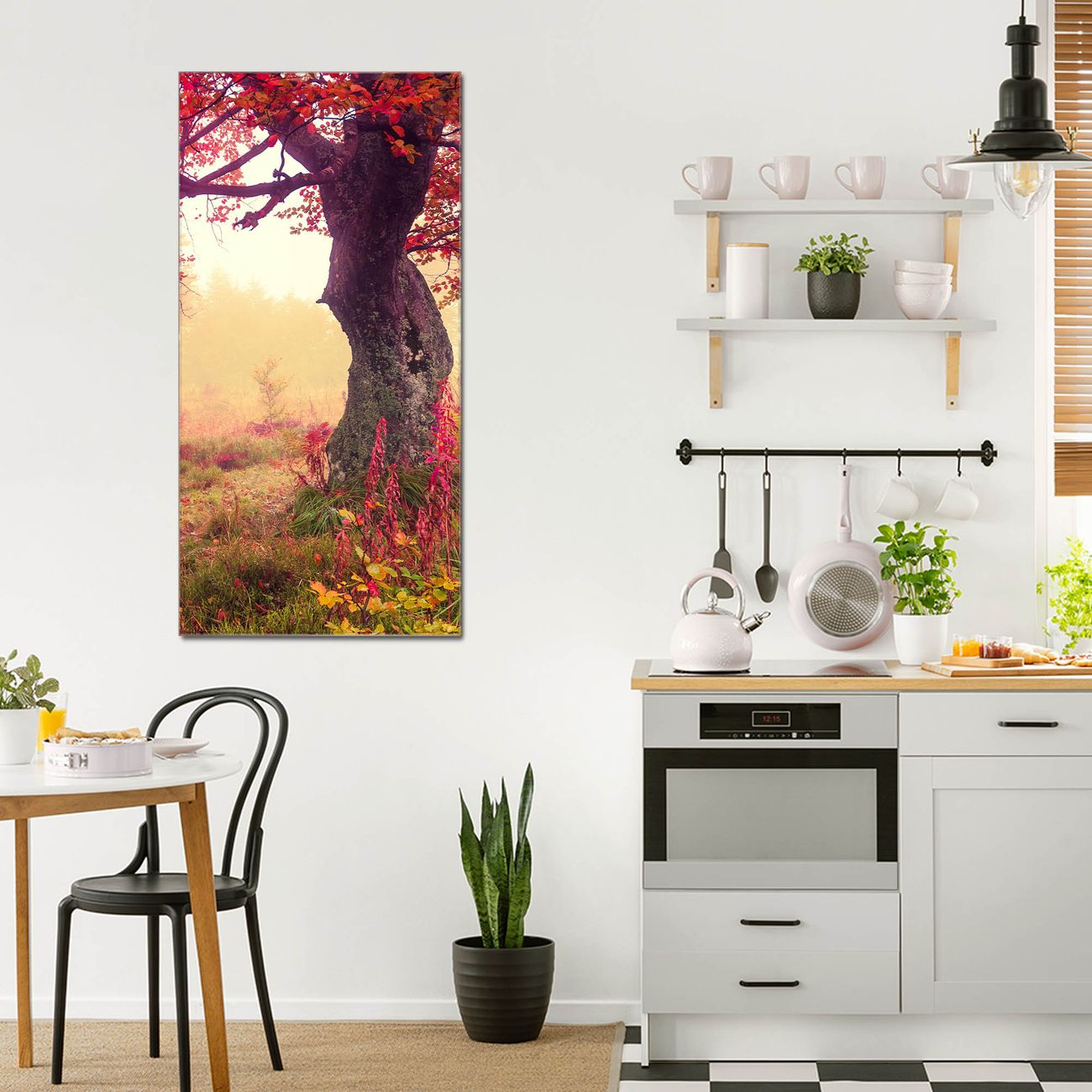 banjado Glas Wandbild 80 x 120 cm im Hochformat Baun Herbst, hochwertig & farbbrilliant, rahmenlose & individuelle Aufhängung, 4mm starkes ESG Glas