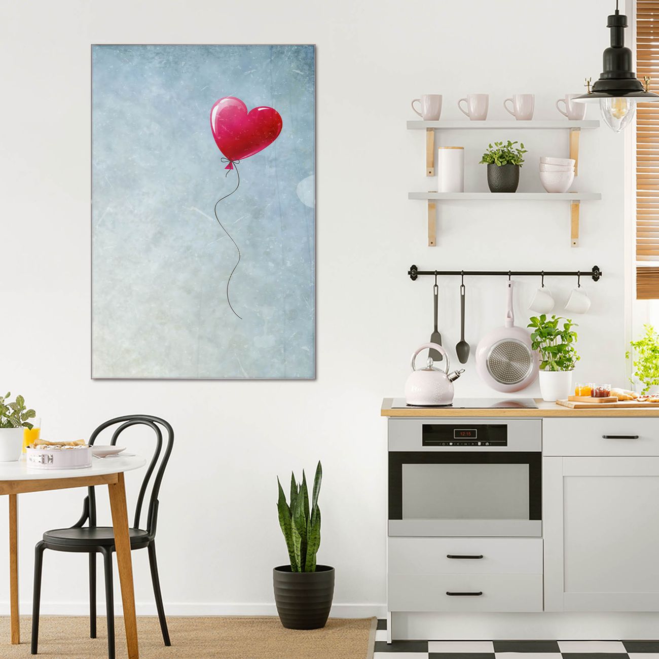 banjado Glas Wandbild 50 x 75 cm im Hochformat Herzballon, hochwertig & farbbrilliant, rahmenlose & individuelle Aufhängung, 4mm starkes ESG Glas