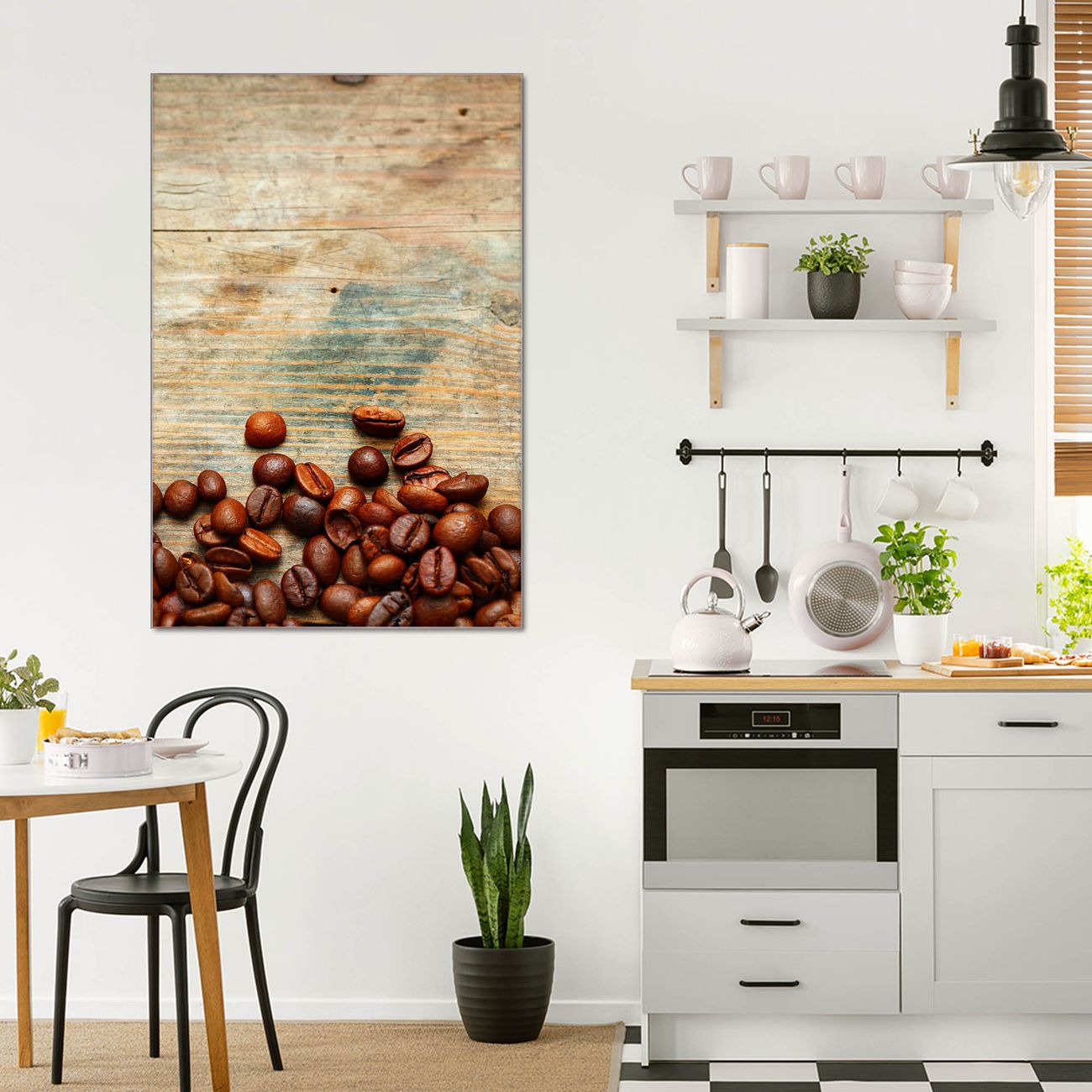 banjado Glas Wandbild 30 x 45 cm im Hochformat Kaffeebohnen, hochwertig & farbbrilliant, rahmenlose & individuelle Aufhängung, 4mm starkes ESG Glas