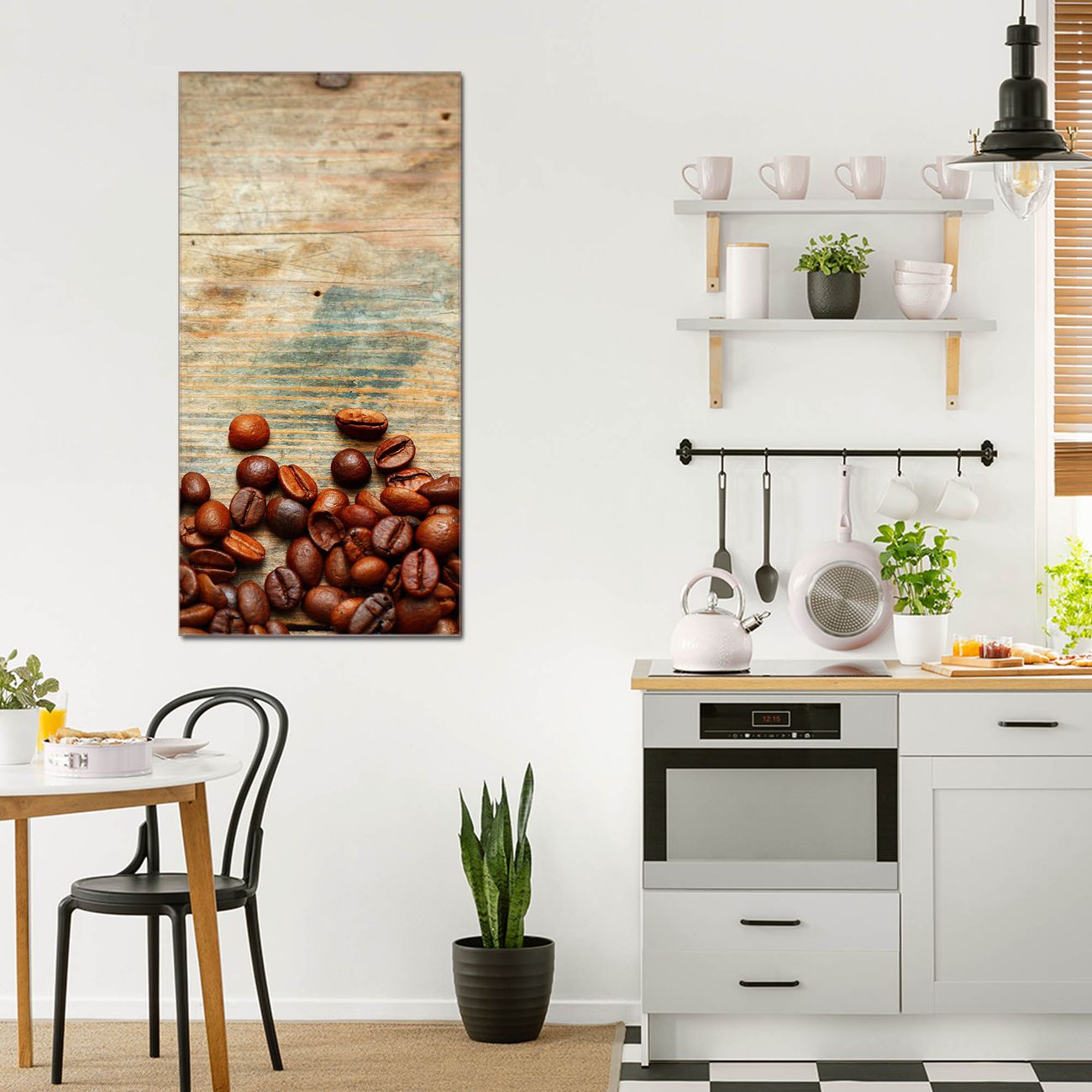 banjado Glas Wandbild 80 x 120 cm im Hochformat Kaffeebohnen, hochwertig & farbbrilliant, rahmenlose & individuelle Aufhängung, 4mm starkes ESG Glas