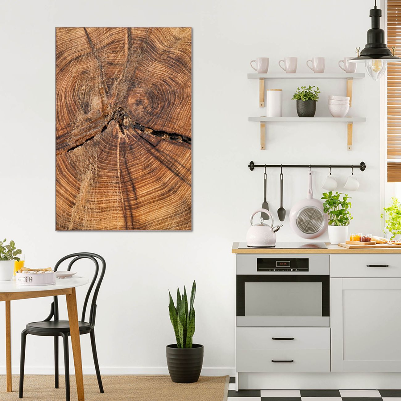 banjado Glas Wandbild  im Hochformat Jahresringe, hochwertig & farbbrilliant, rahmenlose & individuelle Aufhängung, 4mm starkes ESG Glas