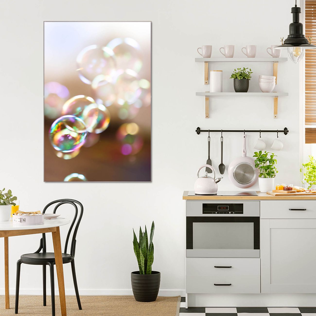 banjado Glas Wandbild 30 x 45 cm im Hochformat Seifenblasen, hochwertig & farbbrilliant, rahmenlose & individuelle Aufhängung, 4mm starkes ESG Glas