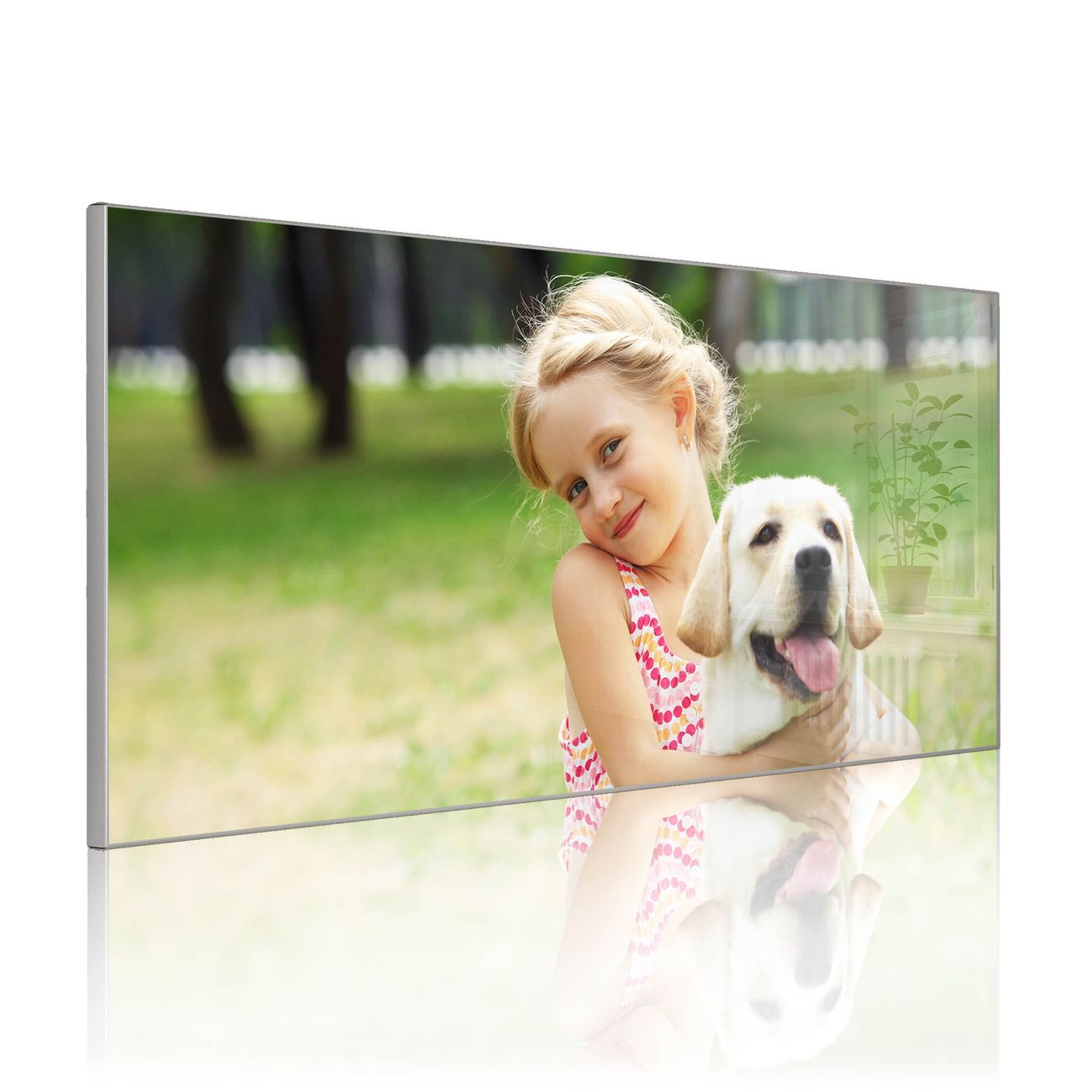 banjado Metall Magnettafel 37x78cm Silber Querformat mit Motiv Wunschmotiv, Magnetwand inklusive Montagematerial und 4 Magneten, Pinnwand